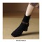 Round Toe Chunky Heels Leather Buckle Straps Boots with Side Zipper - Black