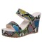 Peep Toe Platforms Snake Print Wedges Sandals - Green