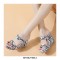 Peep Toe Platforms Snake Print Wedges Sandals - White