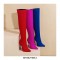 Pointed Toe Stiletto Heels Over the Knee Side Zipper Satin Boots  - Red