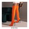 Pointed Toe Stiletto Heels Over the Knee Side Zipper Satin Boots  - Orange