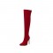 Pointed Toe Stiletto Heels Over the Knee Side Zipper Satin Boots  - Red