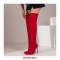 Pointed Toe Stiletto Heels Over the Knee Side Zipper Satin Boots  - Red