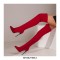 Pointed Toe Stiletto Heels Over the Knee Side Zipper Satin Boots  - Red