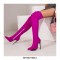 Pointed Toe Stiletto Heels Over the Knee Side Zipper Satin Boots  - Rosy Red