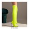 Pointed Toe Stiletto Heels Over the Knee Side Zipper Satin Boots  - Yellow