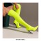 Pointed Toe Stiletto Heels Over the Knee Side Zipper Satin Boots  - Yellow
