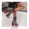 Round Toe Chunky Heels Buckle Straps Flowers Platforms Ankle Boots with Side Zipper - Black