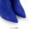 Pointed Toe Chunky Heels Rhinestones Zippers Ankle Highs Boots - Blue Synthetic