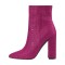 Pointed Toe Chunky Heels Rhinestones Zippers Ankle Highs Boots - Rose Synthetic