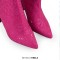 Pointed Toe Chunky Heels Rhinestones Zippers Ankle Highs Boots - Rose Synthetic