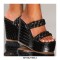 Peep Toe Platforms Crocodile Print Braid Strap Wedges Sandals Slippers - Black