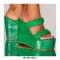 Peep Toe Platforms Crocodile Print Braid Strap Wedges Sandals Slippers - Green