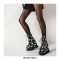 Round Toe Wedges Platforms Ankle Highs Lace Up Gothic Halloween Boots with Side Zipper - Black