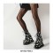 Round Toe Wedges Platforms Ankle Buckle Straps Lace Up Red Dragon Gothic Punks Boots - Black