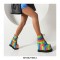 Round Toe Wedges Platforms Ankle Buckle Straps Lace Up Red Dragon Gothic Punks Boots - Black