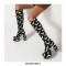 Round Toe Chunky Heels Platforms Knee Highs Gothic Halloween Boots with Side Zipper - Black
