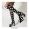 Round Toe Chunky Heels Platforms Knee Highs Gothic Halloween Boots with Side Zipper - Black