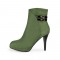 Round Toe Stiletto Heels Side Zipper Ankle Straps Boots - Army Green
