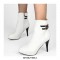 Round Toe Stiletto Heels Side Zipper Ankle Straps Boots - White