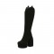 Round Toe Chunky Heels Side Zipper AnkleHigh Platforms Party Boots - Black