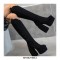 Round Toe Chunky Heels Side Zipper AnkleHigh Platforms Party Boots - Black