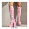 Round Toe Chunky Heels Side Zipper AnkleHigh Platforms Party Boots - Pink