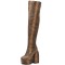 Round Toe Platforms Over The Knee Snake Print Chunky Heels Zipper Booties - Auburn