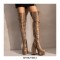 Round Toe Platforms Over The Knee Snake Print Chunky Heels Zipper Booties - Auburn