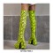 Round Toe Platforms Over The Knee Snake Print Chunky Heels Zipper Booties - Green