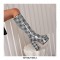 Round Toe Chunky Heels Platforms Knee Highs Checked Print Booties with Side Zipper - Black White