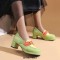 Round Toe Chunky Heels Golden Buckle Anime Colorful Lolita Loafers Pumps - SkyBlue