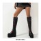 Round Toe Platforms Wedges Heels Sweetheart Punk Winter Boots with Side Zipper - Black