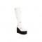 Round Toe Platforms Wedges Heels Sweetheart Punk Winter Boots with Side Zipper - White