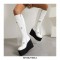 Round Toe Platforms Wedges Heels Sweetheart Punk Winter Boots with Side Zipper - White