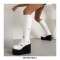 Round Toe Platforms Wedges Heels Sweetheart Punk Winter Boots with Side Zipper - White