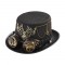Steampunk Bowler Deer Chain Decorated Halloween Gothic Carnivale Googles Hats - Black