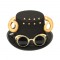 Steampunk Bowler Golden Horn Decorated Halloween Gothic Carnivale Googles Hats - Black