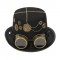 Steampunk Bowler Chain Decorated Halloween Gothic Carnivale Googles Hats - Black