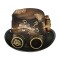Steampunk Bowler Key Decorated Halloween Gothic Carnivale Googles Hats - Black