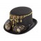 Steampunk Bowler Chain Decorated Halloween Gothic Carnivale Googles Hats - Black