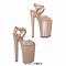 Peep Toe Stiletto Heels Smooth Ankle Cross Straps Platforms Sandals  - Beige Patent
