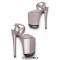 Peep Toe Stiletto Heels Smooth Ankle Cross Straps Platforms Sandals  - Gray Patent