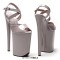 Peep Toe Stiletto Heels Smooth Ankle Cross Straps Platforms Sandals  - Gray Patent
