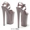 Peep Toe Stiletto Heels Smooth Ankle Cross Straps Platforms Sandals  - Gray Patent