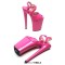 Peep Toe Stiletto Heels Smooth Ankle Cross Straps Platforms Sandals  - Pink Patent