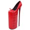 Fly High Platforms Stiletto Super 12 inches Heels Cross Decorated Straps Round Toe Pumps - Red Patent