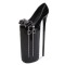 Fly High Platforms Stiletto Super 12 inches Heels Zipper Decorated Round Toe Pumps - Black Patent
