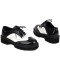 Round Toe Lace Up Oxford British Style Chunky Heels Low Heels College French Maid Loafers - Black
