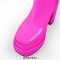 Round Toe Chunky Heels Side Zipper Platforms Over The Knee Boots - Hot Pink